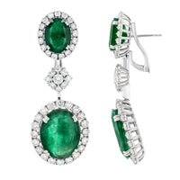 Beauvince Edith Emerald & Diamond Necklace & Earrings Suite (210.67 ct Gemstones)