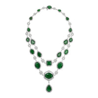 Beauvince Edith Emerald & Diamond Necklace & Earrings Suite (210.67 ct Gemstones)