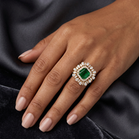 Beauvince Sunburst Ring (5.05 ct Emerald & Diamonds) in 18K Yellow Gold