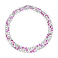 Beauvince Burma Floral Suite (79.44 ct Diamonds & Rubies) in White Gold