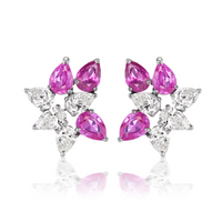 Beauvince Burma Floral Suite (79.44 ct Diamonds & Rubies) in White Gold