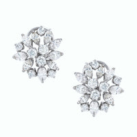 Spring Cluster Diamond Studs (4.85 ct Diamonds) in White Gold