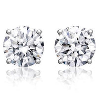 Beauvince GIA H-I SI1 Certified 3.07 Carat Round Solitaire Diamond Studs