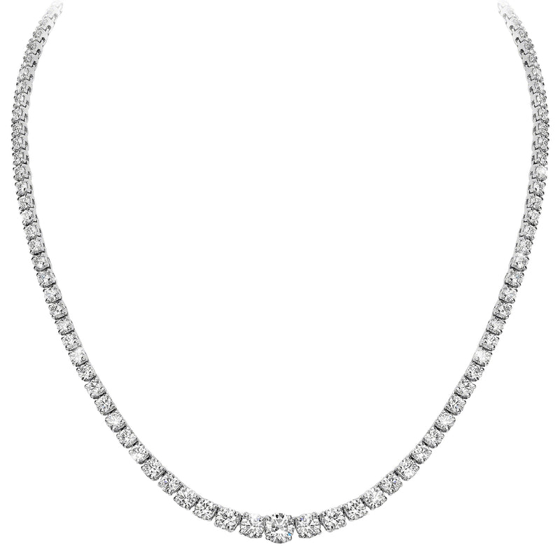 Beauvince Graduated Tennis Necklace (16.60 ct Diamonds) in White Gold
