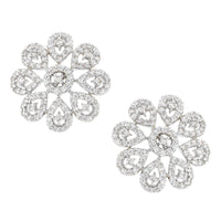 Beauvince Floral Diamond Earrings (1.51 ct Diamonds) in White Gold