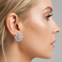 Beauvince Floral Diamond Earrings (1.51 ct Diamonds) in White Gold