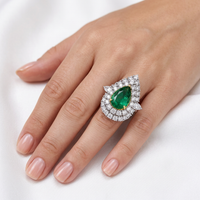 Beauvince Yana Halo Ring (8.96 cts Emerald & Diamonds) in 18K Gold