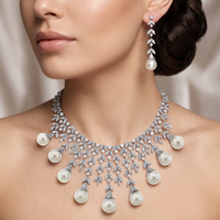 Diamond & Pearl Vines Suite (191.35 ct Pearls & Diamonds) in White Gold