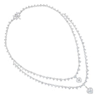 Beauvince Heart 2 Row Necklace (23.32 ct Diamonds) in 18K White Gold