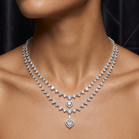 Beauvince Heart 2 Row Necklace (23.32 ct Diamonds) in 18K White Gold