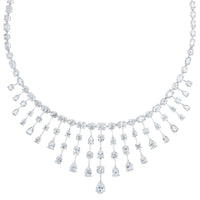 Beauvince Ivy Tiara Fringe Necklace (28.68 ct Diamonds) in 18K White Gold