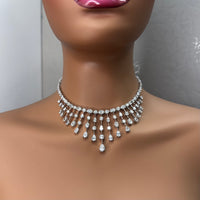 Beauvince Ivy Tiara Fringe Necklace (28.68 ct Diamonds) in 18K White Gold