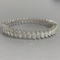 Beauvince Inaya Marquise Solitaire Diamond Bangle in White Gold