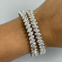 Beauvince Inaya Marquise Solitaire Diamond Bangle in White Gold