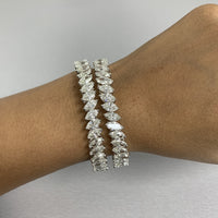 Beauvince Inaya Marquise Solitaire Diamond Bangle in White Gold