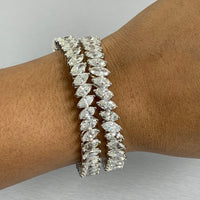 Beauvince Inaya Marquise Solitaire Diamond Bangle in White Gold