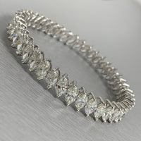 Beauvince Inaya Marquise Solitaire Diamond Bangle in White Gold