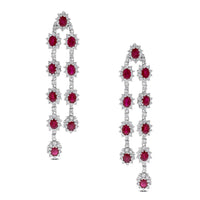 Beauvince Rosemary Ruby Earrings (14.23 ct Rubies & Diamonds) in White Gold