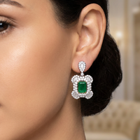 Beauvince Georgia Earrings (5.62 ct Emeralds & Diamonds) in 18K White Gold