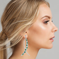 Olive Emerald & Diamond Earrings (8.33 ct Diamonds & Emeralds) in White Gold