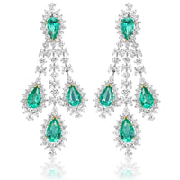 Van Necklace & Earrings Suite (220.66 ct Colombian Emeralds & Diamonds) in 18K Gold