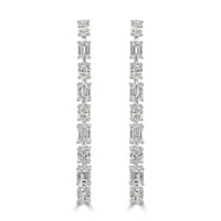 Beauvince Mixed Cut Linea Earrings (3.89 ct Diamonds) in White Gold