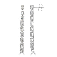 Beauvince Mixed Cut Linea Earrings (3.89 ct Diamonds) in White Gold