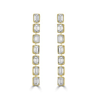 Beauvince Emerald Cut Linea Earrings (3.60 ct Diamonds) in Gold