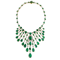 Nritya Emerald & Diamond Necklace & Earrings Suite (179.54 ct Gemstones) in Gold
