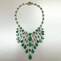 Nritya Emerald & Diamond Necklace & Earrings Suite (179.54 ct Gemstones) in Gold