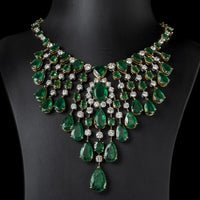Nritya Emerald & Diamond Necklace & Earrings Suite (179.54 ct Gemstones) in Gold
