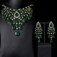 Nritya Emerald & Diamond Necklace & Earrings Suite (179.54 ct Gemstones) in Gold