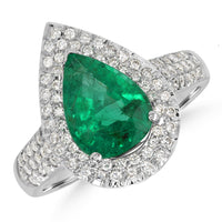 Beauvince Sara Ring (2.29 ct Emerald & Diamonds) in White Gold