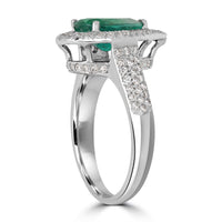 Beauvince Sara Ring (2.29 ct Emerald & Diamonds) in White Gold