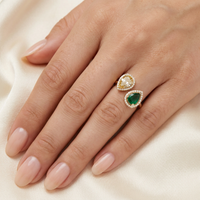 Beauvince 2 Way Peek a Boo Ring (3.88 ct Emeralds & Diamonds) in Yellow Gold