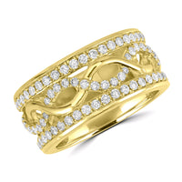 Wave Diamond Band (0.75 ct Diamonds) in Yellow Gold