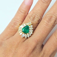 Vintage Eva Emerald & Diamond Cocktail Ring in Gold