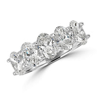 5 Stone Oval Diamond Ring (2.55 ct HI SI Diamonds GIA) in White Gold