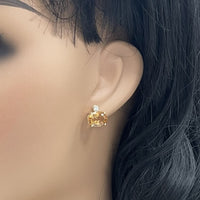Imperial Topaz & Diamond Earrings in 18K Yellow Gold