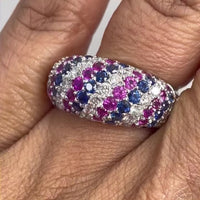 Beauvince Cynthia Diamond & Gemstone Band (2.52 ct Gemstones) in White Gold