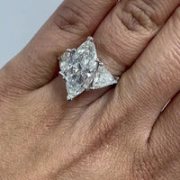 Beauvince Rumi 3 Stone Engagement Ring (5.54 ct Marquise IVS1 GIA Diamond)