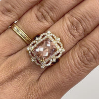 Beauvince Frame Morganite & Diamond Ring (5.35 ct Morganite) in Yellow Gold