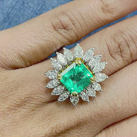 Wizard of Oz Emerald Ring (6.30 ct Emerald & Diamonds) in White Gold