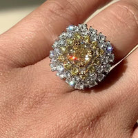 Genelia Yellow Diamond Solitaire Cocktail Ring (3.44 ct Diamonds) in Gold