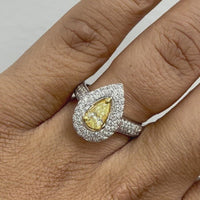 Luz Ring (0.56 ct Pear Shape Fancy Yellow SI2 Diamond) in White Gold