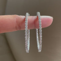 Round Diamond Hoops (6.15 ct Diamonds) in White Gold