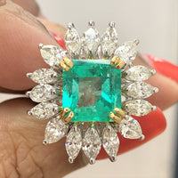 Wizard of Oz Emerald Ring (6.30 ct Emerald & Diamonds) in White Gold