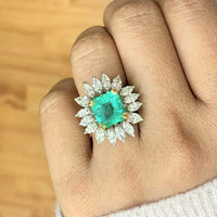 Wizard of Oz Emerald Ring (6.30 ct Emerald & Diamonds) in White Gold