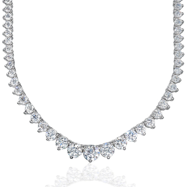 Graduated Necklace (9.65 ct Diamonds) in White Gold