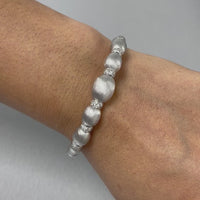 Beauvince Satin Gold Cuff Bangle (0.75 ct Diamonds) in White Gold
